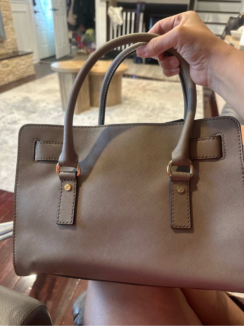 Michael Kors Chocolate Brown Saffiano Leather Satchel with Gold Hardware - Picture 2 of 4